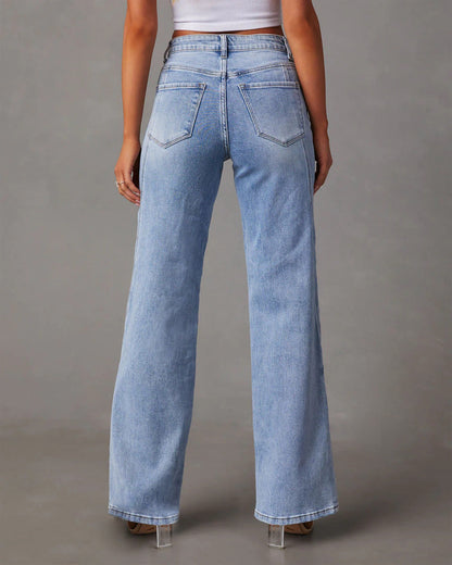 Fashion Loose Splicing Wide Leg Jeans for Women