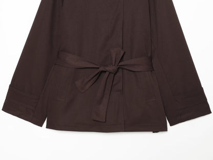 Women's with belt warm cotton windbreaker Coat
