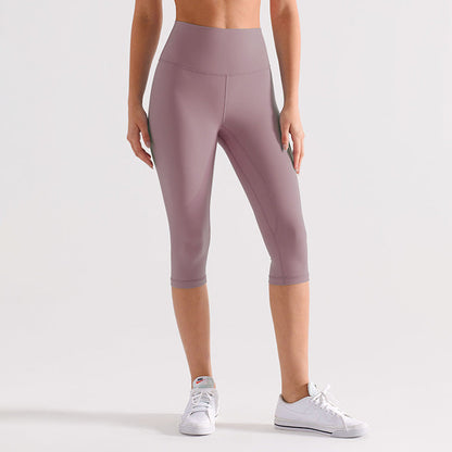 2026 women's new nude sanding yoga pants tight cropped pants