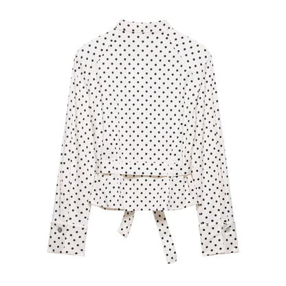 suit Women's 2 pieces polka dot shirt style Coat+Pants