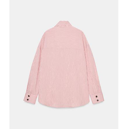 Women's loose striped high neck shirt