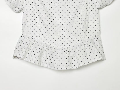 Women's hollowed out embroidered polka dot top