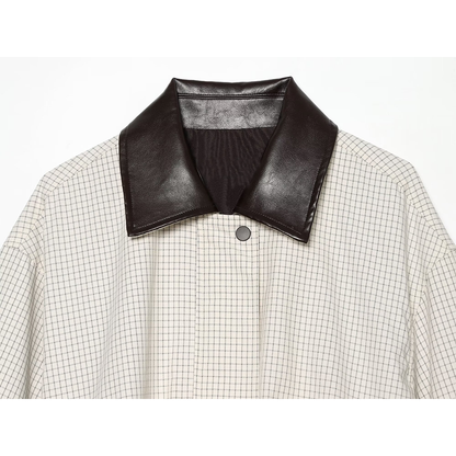 Women's casual plaid contrasting lapel Coat