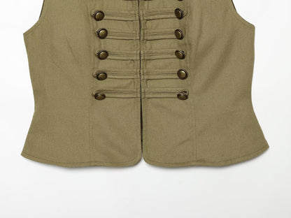suit Women's 2 pieces button decoration short cotton vest+shorts