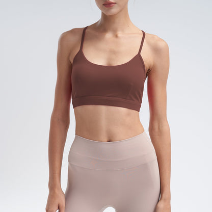 Women's New Casual Adjustable Nude Sports Vest with Chest Pad Sports Bra Yoga Clothes