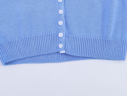 Women's O Neck bubble short sleeved knitted Coat