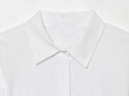 Women's skirt style hem bubble sleeve shirt