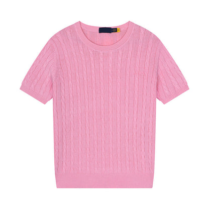Women's new casual versatile embroidered O-neck short-sleeved T-shirt sweater