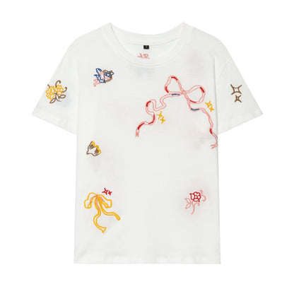 2026 multi-color printed letter T-shirt women short sleeved O-neck loose T-shirt