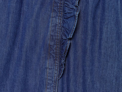 Women's pleated decorative casual denim shirt