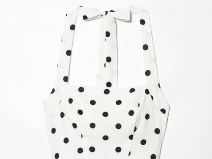 Women's polka dot halter neck mini dress