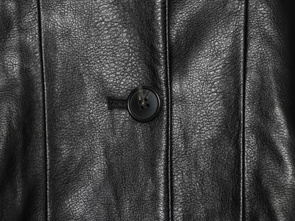 Women's black chimney collar faux leather Coat
