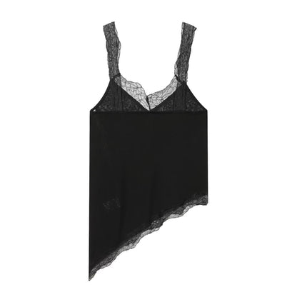 Women's lace asymmetrical cotton top