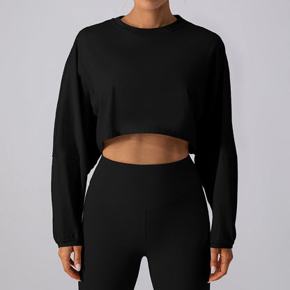 Women's New Fashion Joker T-shirt Sports Short Bottoming Shirt Yoga Running Loose Long-sleeved Shirt