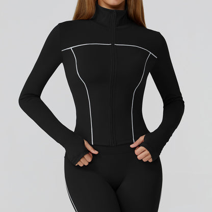 LU 2026 women's new contrast sanding zipper windproof yoga jacket
