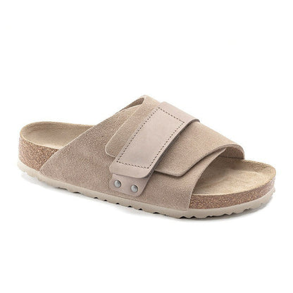 Women's new hook and loop wooden sandals and slippers have a shoe box.