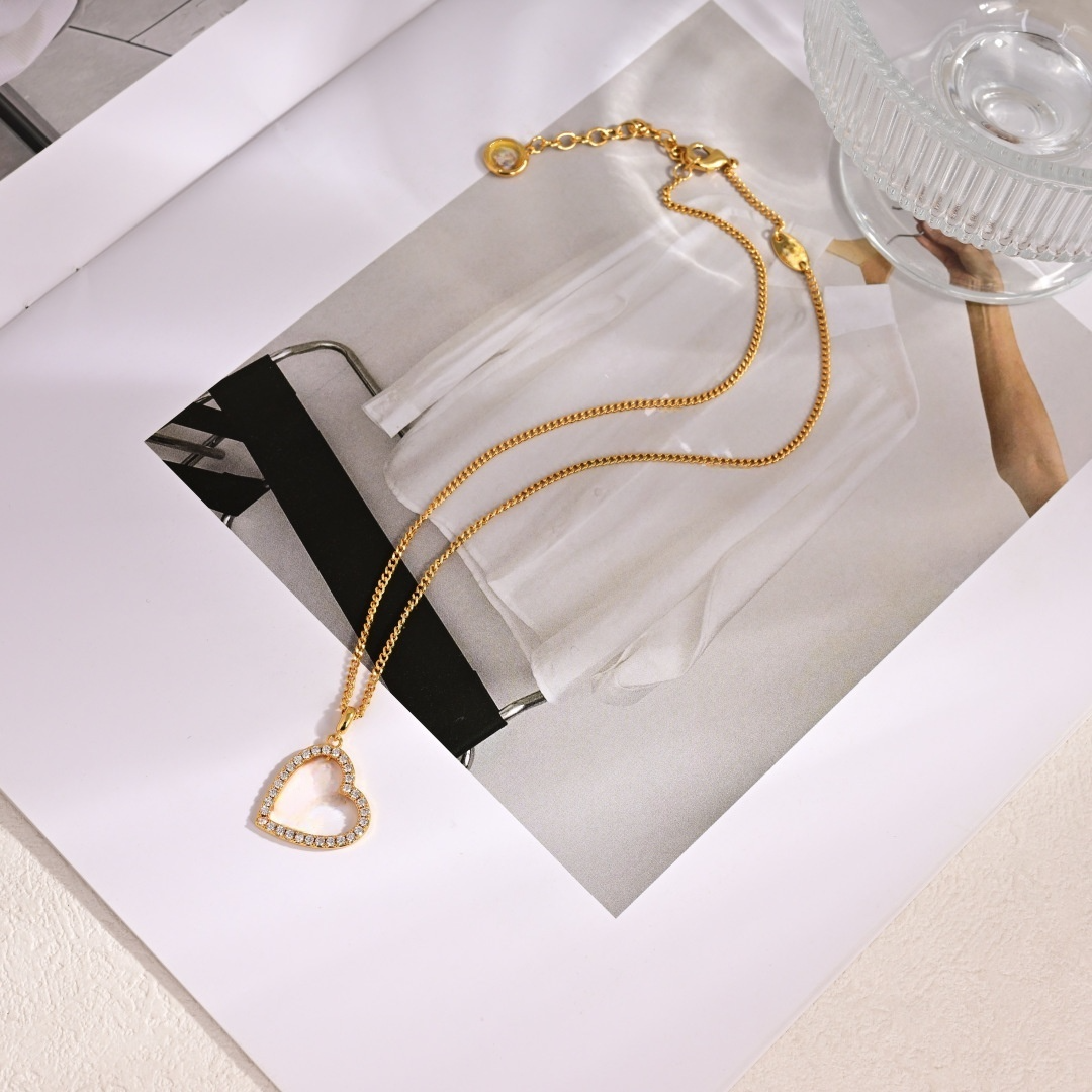 Women's new Joker heart-shaped diamond chain necklace