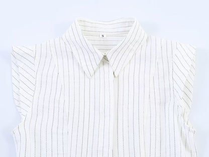 Women's New Fashion Flax Lapel Button Shirt