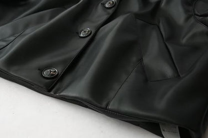 Women's short PU leather jacket Coat