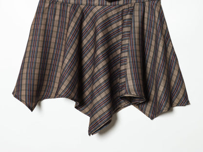 Women's straps decorative casual plaid mini skirt