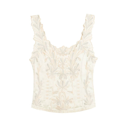 suit Women's 2 pieces embroidered vest style top+Shorts