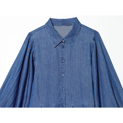 Women's bubble sleeve flared hem dress