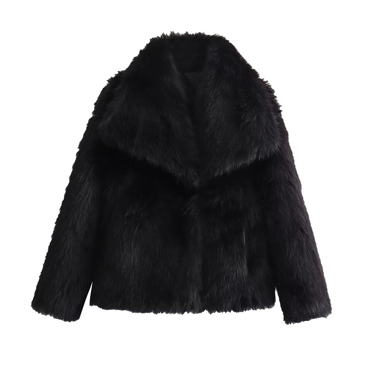 Women 2025 New Faux fur coat with large lapel