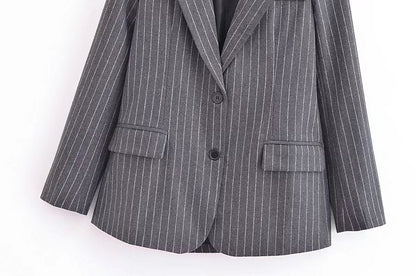 suit Women's 2 pieces Lapel fine stripe Blazer Coat+Skirts