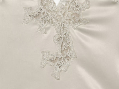 Women's lace decorated satin textured bodysuit