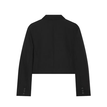 suit Women's 2 pieces black casual short Blazer Coat+Pants