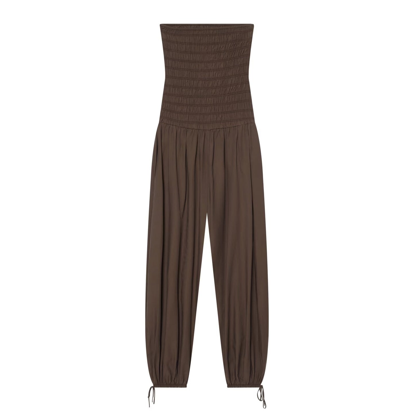 Women's straight neck off shoulder pleated jumpsuit