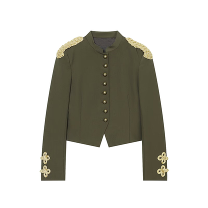 Women's slim O Neck rope knot buckle Blazer Coat