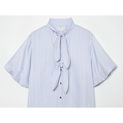 Women's bow decoration striped top