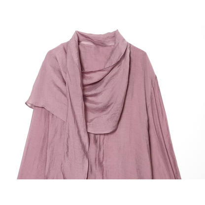 Women's scarf collar design asymmetrical shirt