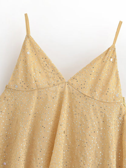 Women's beaded decorative suspender top
