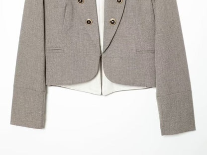 Women's flip button decoration slim Blazer Coat
