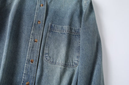 Women's new fashion casual long sleeved Button-up denim shirt