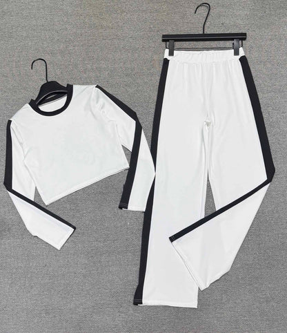 Women's spring and autumn new sports wide-leg trousers two-piece suit