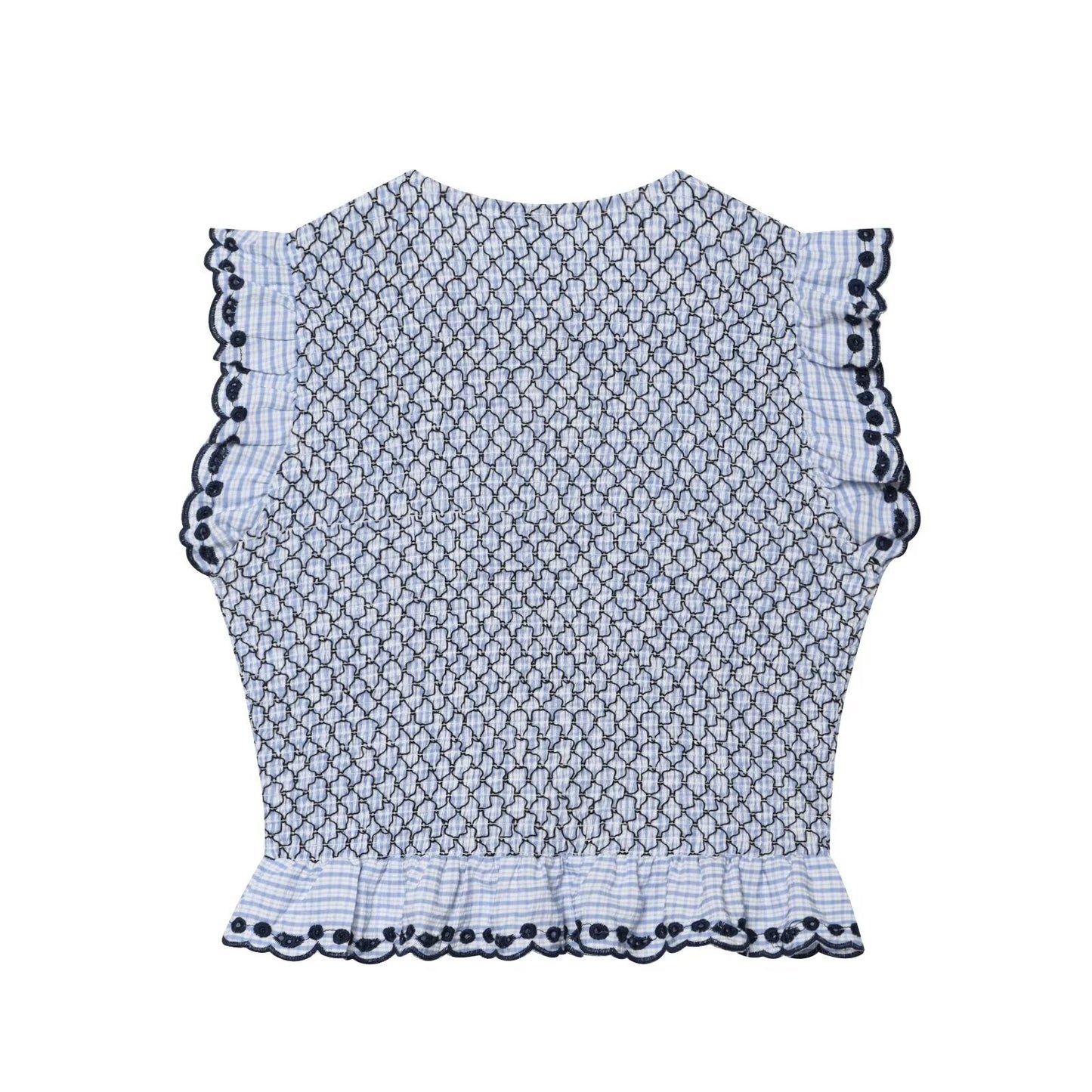 suit Women's 2 pieces embroidered checkered MIDI skirt + tops