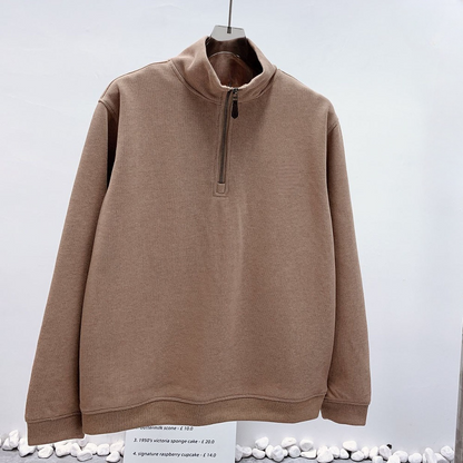 Women's new embroidered half-zipper lapel long-sleeved sweater