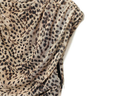 Women's animal print pleated tulle dress