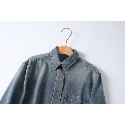 Women's new fashion casual long sleeved Button-up denim shirt