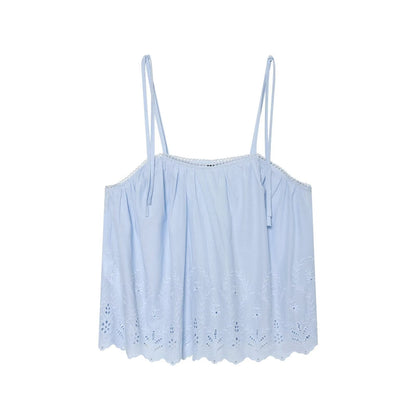 suit Women's 2 pieces embroidered suspender top+shorts