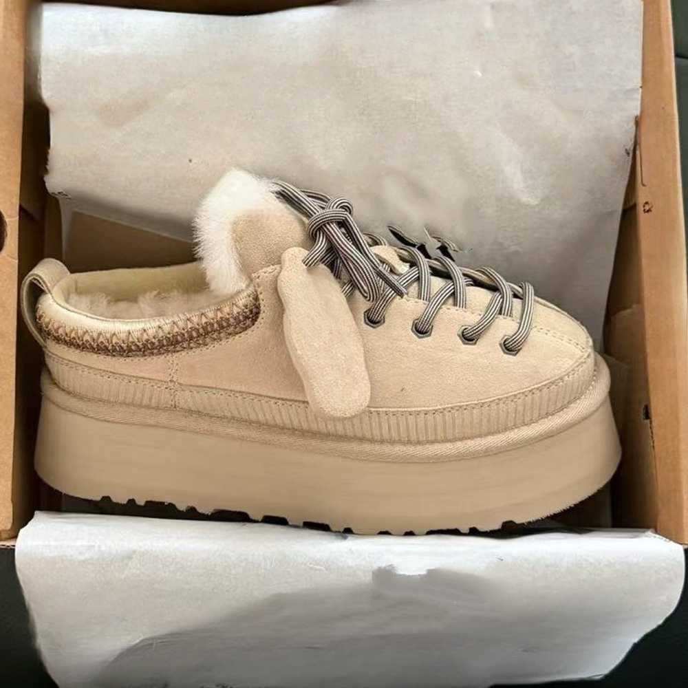 Women's new lace-up thick-soled one-pedal snow boots