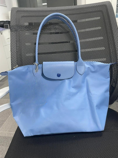 Women's New Joker Nylon Jiaozi Handbag Embroidered Large Tote Waterproof Folding Shoulder Bag.