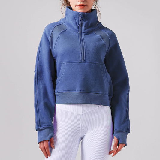 Women's new Joker Fall/Winter Yoga Clothing Semi-Zipper Stand-up Sports Sweater Loose Joker Leisure Yoga Top