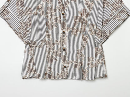 Women's beaded embroidered short shirt
