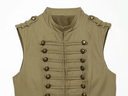 suit Women's 2 pieces button decoration short cotton vest+shorts