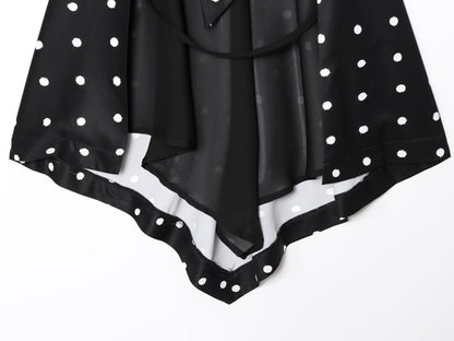 Women's summer polka dot hanging neck top