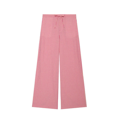 suit Women's 2 pieces striped halter neck top+wide leg pants